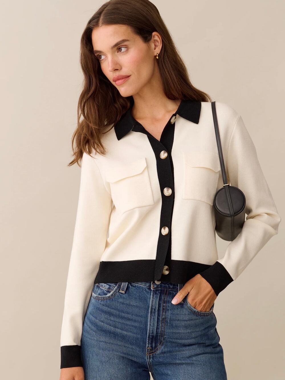 $222 New NWT Celia merino wool sweater black & white sz S Kourt few moda